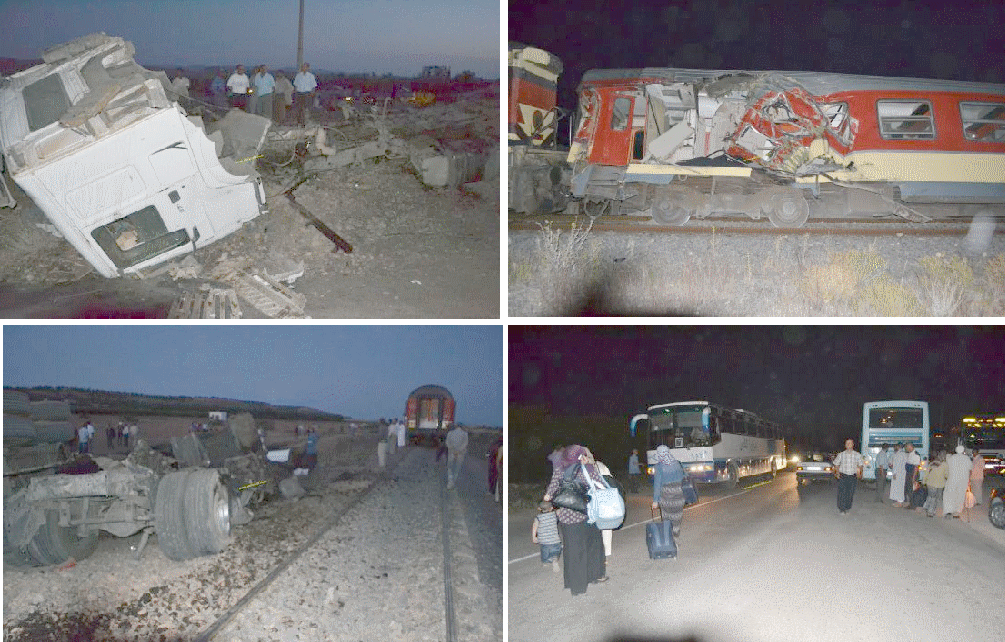 اصطدام قطار للركاب مع شاحنة للفحم بالمقطع السككي الغير محروس بين مدينة العيون الشرقية و مدينة جرادة‏