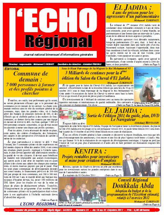 Lisez et faites lire le n°31 du journal L'Echo Régional