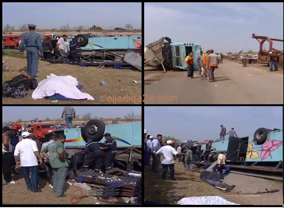 عاجل : سبعة  قتلى و 27 جريحا في انقلاب حافلة لنقل الركاب قرب اثنين اشتوكة