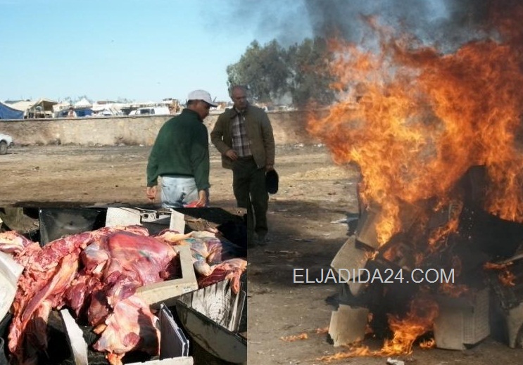سيدي بنور: إحراق كمية هامة من اللحوم تم حجزها على متن حافلة للركاب