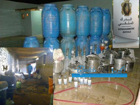 الدرك الملكي  بسيدي بنور يحجز أربعة أطنان من مسكر ماء الحياة