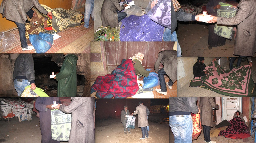 توزيع دفء الأنسانية على من تقطعت بهم السبل  بشوارع مدينة سيدي بنور