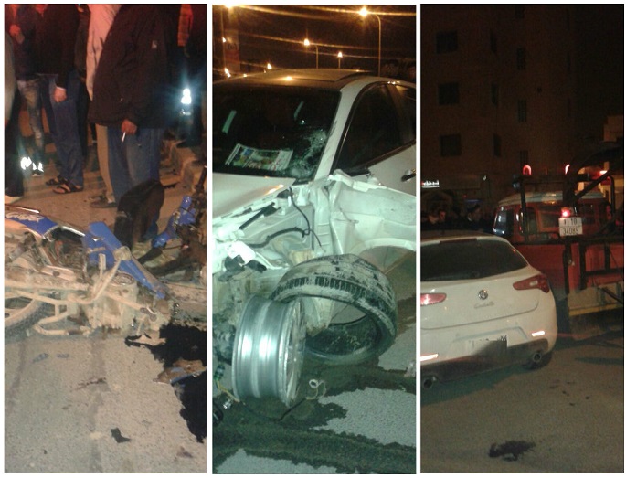 بالصور.. سيارة مجنونة تصدم شخصين وتدخلهما العناية المركزة والسائق في حالة فرار