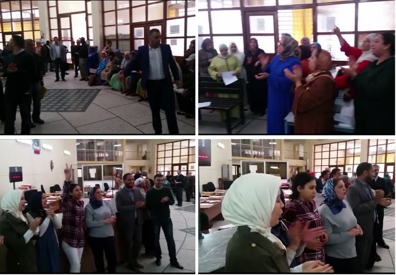 مستخدمو المحافظة العقارية بالجديدة يحتجون داخل مقر الوكالة