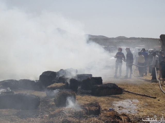 عاجل.. صاعقة رعدية تضرب قرب آزمور وتحرق كميات كبيرة من مخازن التبن