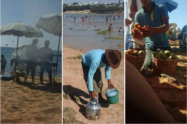 الكرموس و القهوة كحلة و الشواية برمال شاطئ الواليدية صاحب اللواء الأزرق