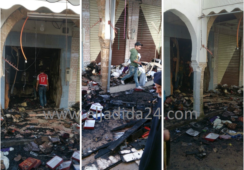 بالصور.. خسائر مادية هامة جراء حريق مهول بقيسارية التازي بالجديدة