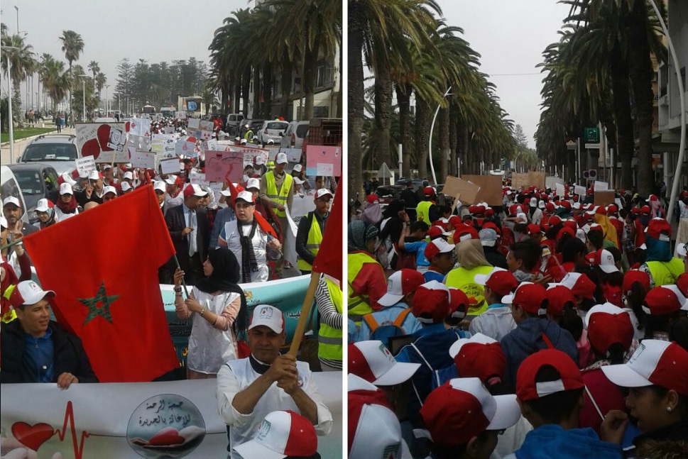 بالصور.. مئات التلاميذ في مسيرة حاشدة بالجديدة تحت شعار مسيرة 'صناع الامل'