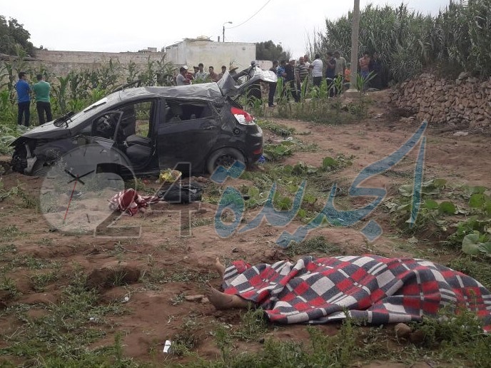 اولاد غانم : مصرع فتاة في انقلاب سيارة للكراء مسروقة وفرار السائق + صور