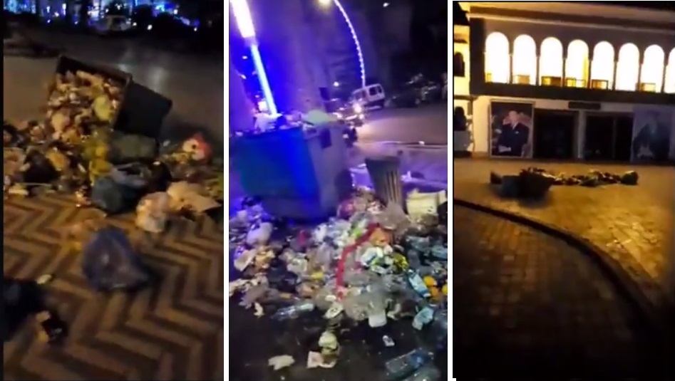 مواطن يصور على المباشر عملية رميه لحاويتي ازبال داخل مقر بلدية الجديدة