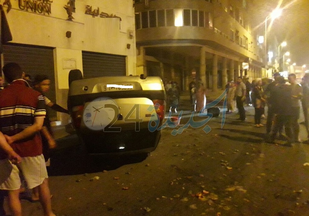 عربة مجرورة تتسبب في انقلاب سيارة بشارع محمد الخامس بالجديدة‎