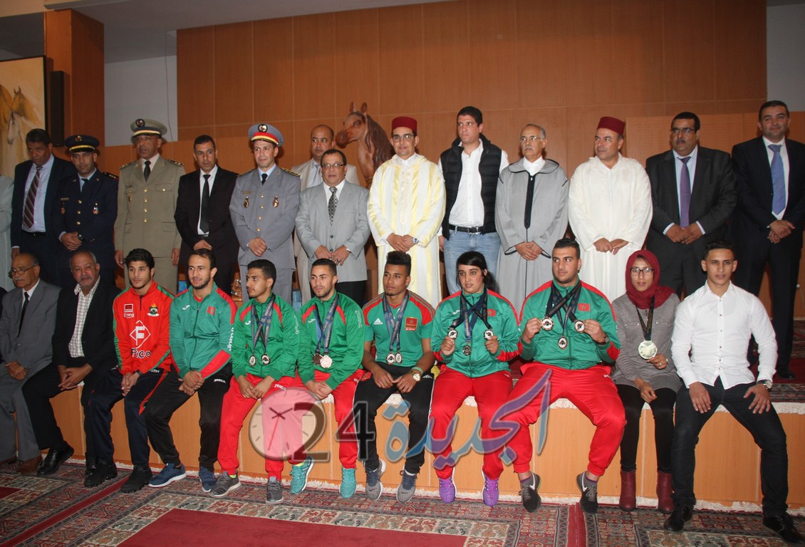 بالصور.. عامل الجديدة يحتفي بمجموعة من الأبطال المتوجين وطنيا ودوليا