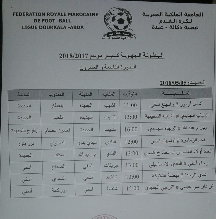 مواجهة نارية بين ريال مولاي عبدالله والرجاء الجديدي في الدورة 29 من أجل الصعود