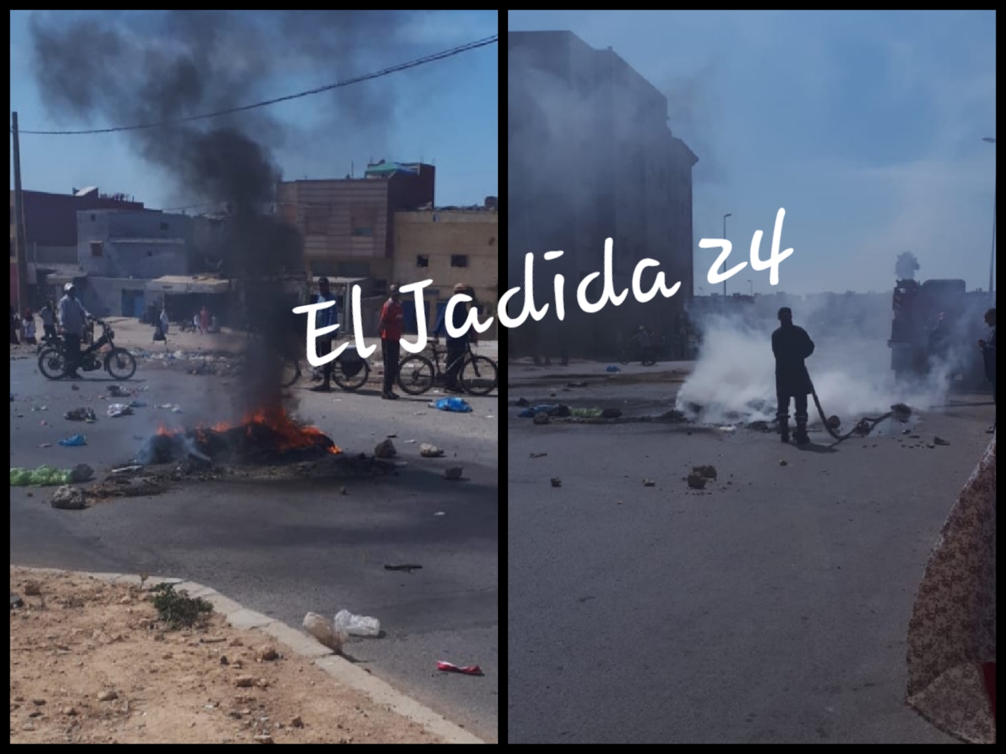 بالصور.. سكان دوار الغزوة بالجديدة يخرجون في انتفاضة غاضبة على عدم تهيئة الطريق