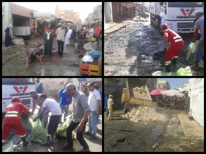 سلطات الجديدة تشن حملة واسعة للنظافة ولتحرير الملك العمومي بسوق لالة زهرة