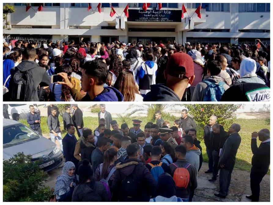 السلطات بالجديدة تمتص غضب التلاميذ المحتجين على التوقيت المدرسي الجديد + فيديو