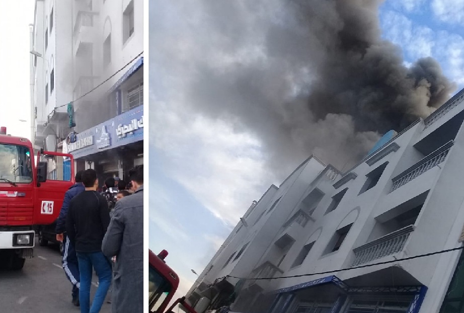 شاهد.. اندلاع حريق مهول في مطعم البحري للسمك بوسط الجديدة