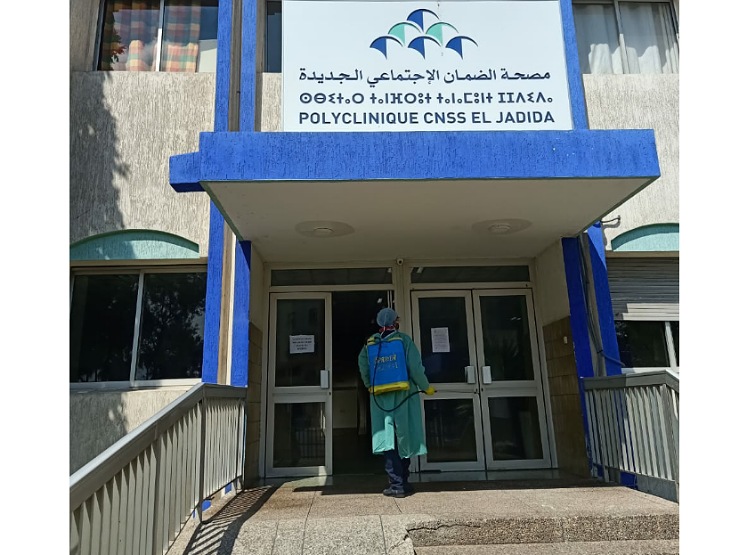 مصحة الضمان الاجتماعي بالجديدة تخضع مرافقها لعمليات تعقيم ضد وباء كورونا