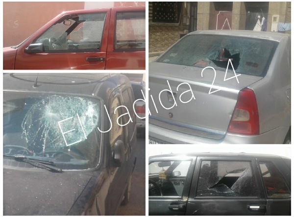 بالصور.. فتاة 'مقرقبة' تهشم 13 سيارة وتعيت فسادا في حي القلعة بالجديدة