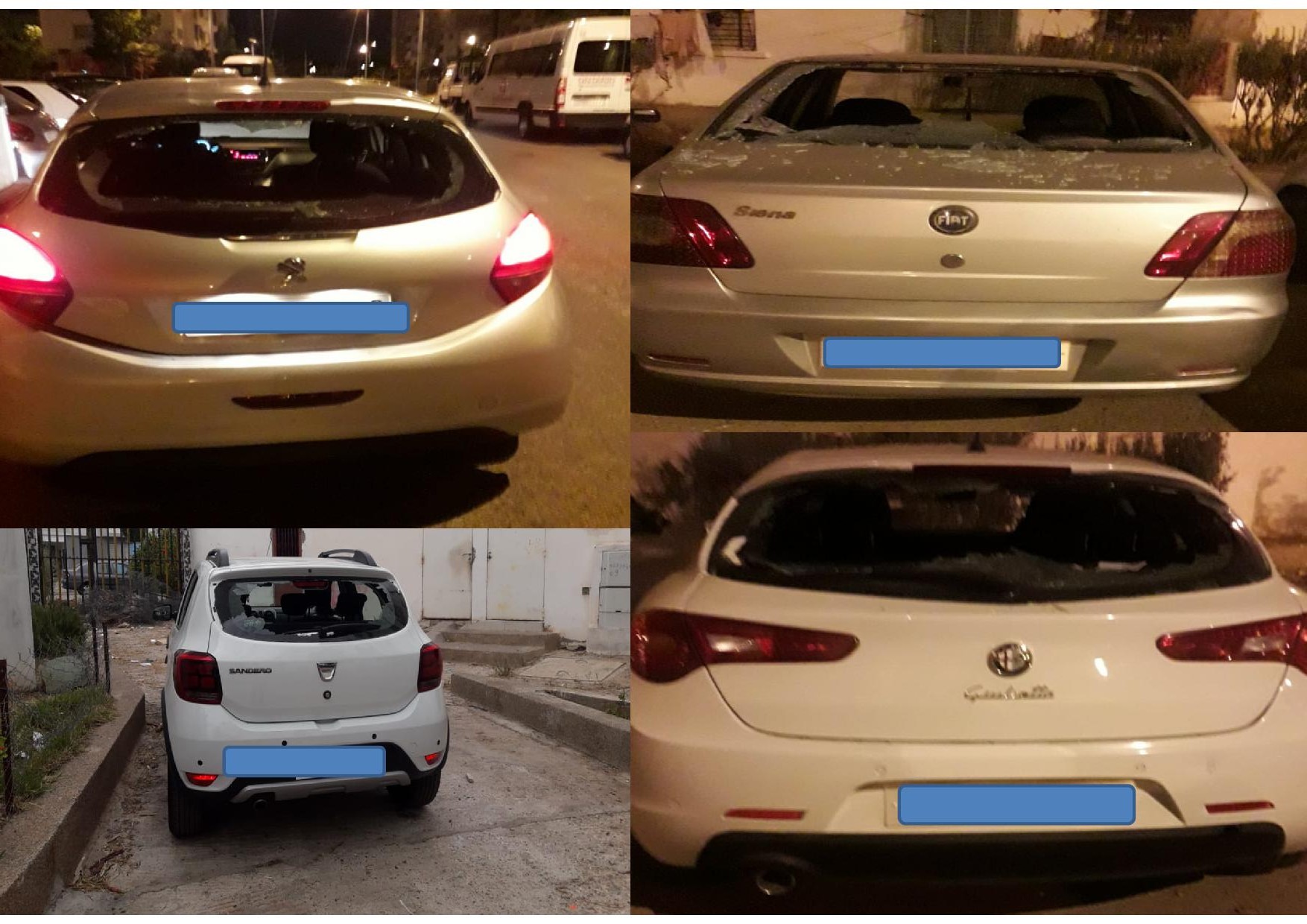 جانح يخرب مجموعة من السيارات والممتلكات الخاصة بإقامة السعد واقامة ديار المنصور  بحي المطار بالجديدة