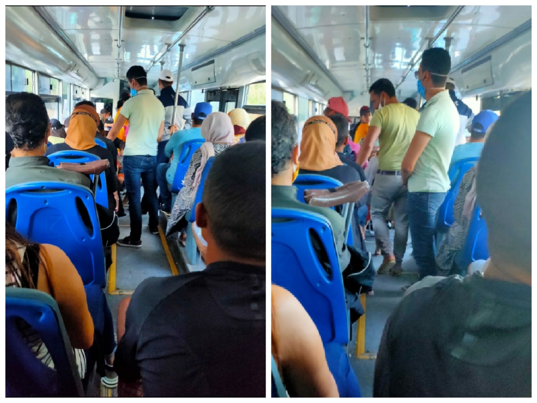 حافلات النقل الحضري بين الجديدة وازمور وغياب الاجراءات الاحترازية !!!