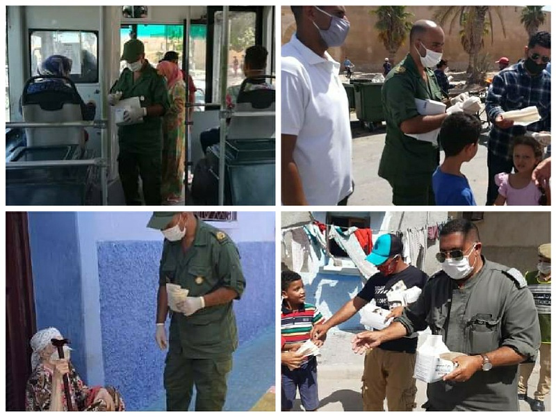 السلطة المحلية بازمور في حملة لتوزيع الكمامات بالمجان