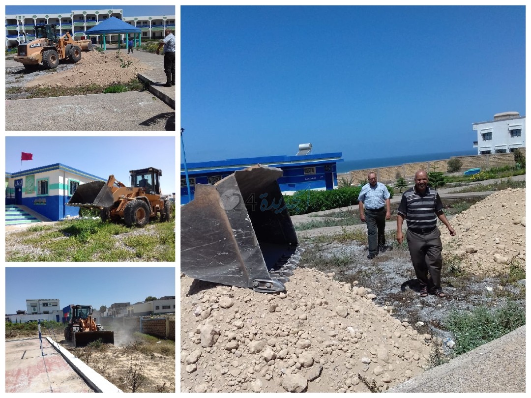 حملة نظافة بثانوية المسيرة التأهيلية بأولاد غانم استعداد للدخول المدرسي