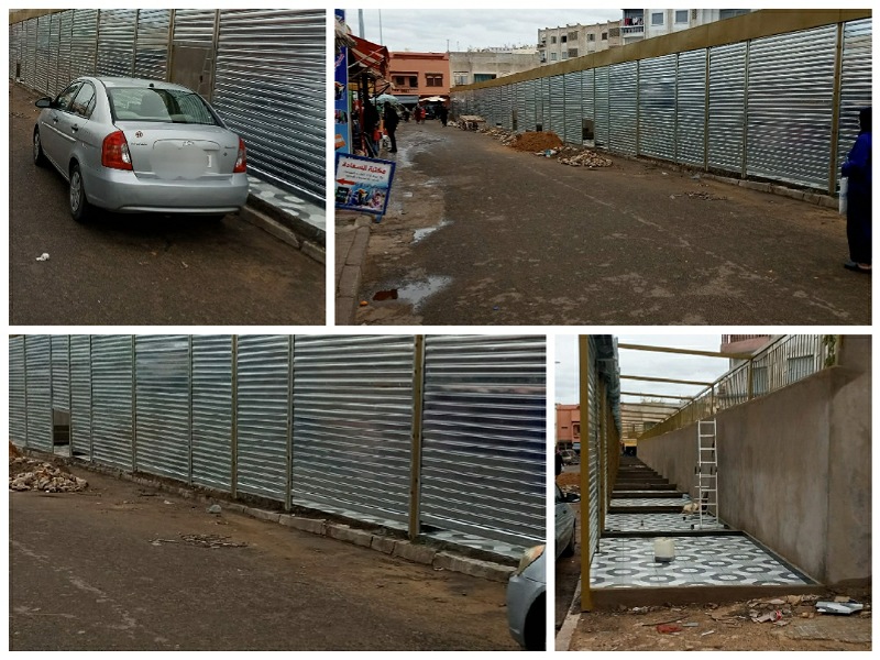 بناء اكشاك فوق ممر الراجلين قبالة سوق السعادة بالجديدة يثير استياء و غضب الساكنة