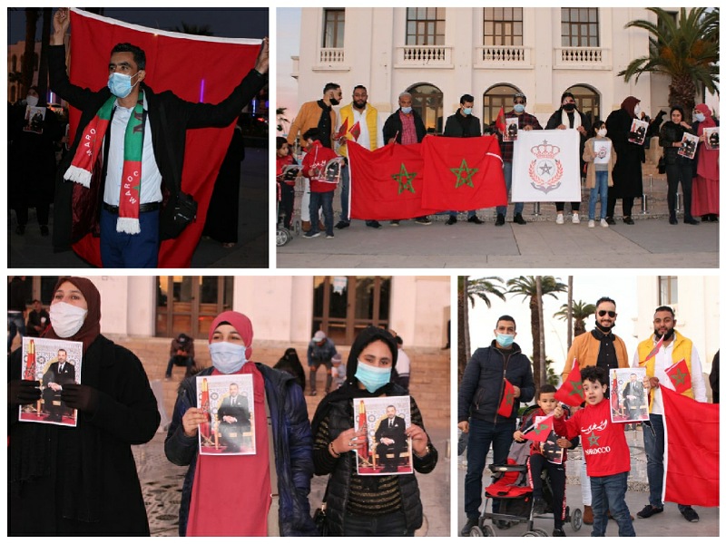 جمعية أوفياء العرش العلوي بالجديدة تحتشد في وقفة احتفالية بالقرار الامريكي بالاعتراف بمغربية الصحراء