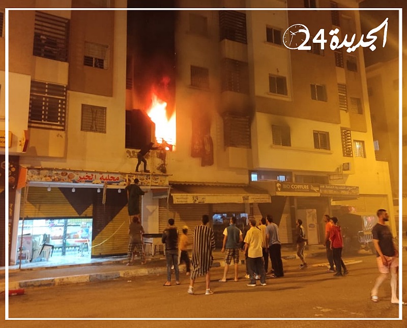 بالصور.. اندلاع حريق مهول في إقامة سكنية بحي المطار بالجديدة