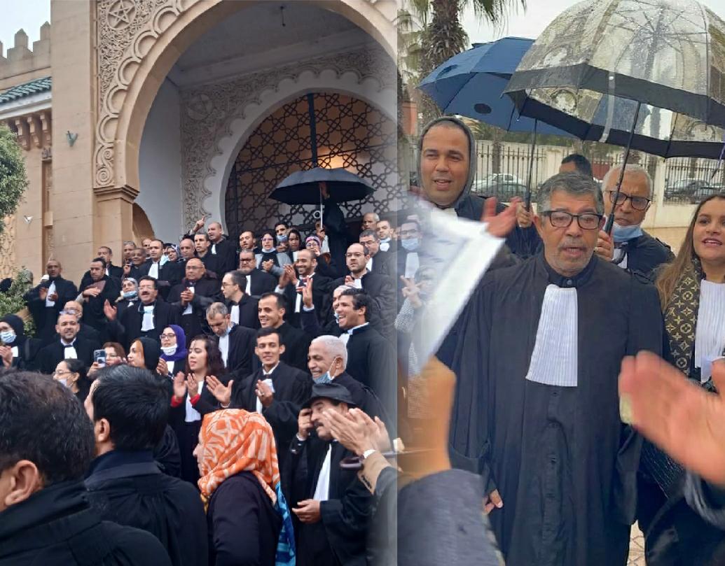 محامون ينظمون وقفة احتجاجية أمام قصر العدالة بالجديدة