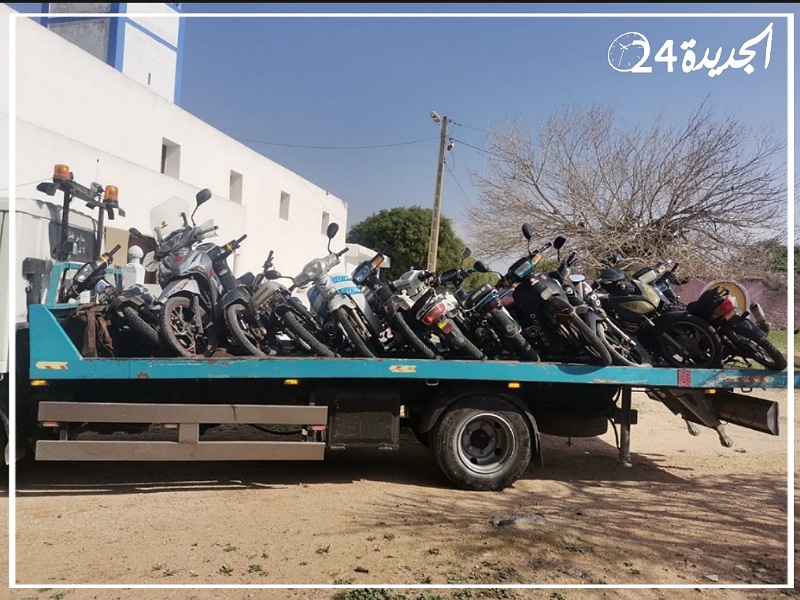 درك الوليدية يشن حملة تمشيطية أسفرت عن حجز أزيد من 24 دراجة نارية مخالفة