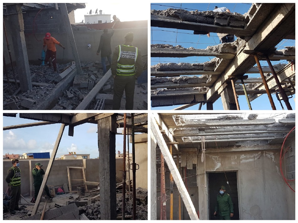 بالصور.. سلطات الجديدة تهدم بناء غير مرخصا داخل ورش للبناء في حي السلام