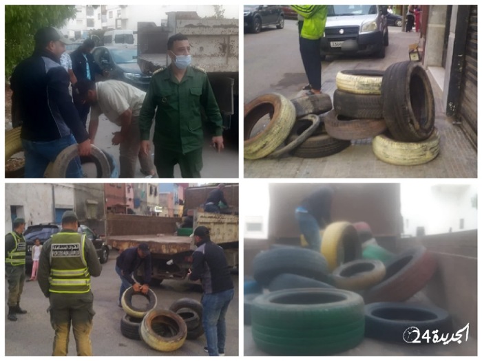 بالصور.. السلطات تحجز أزيد من 400 عجلة مطاطية متهالكة بالملحقة الإدارية الثالثة بالجديدة