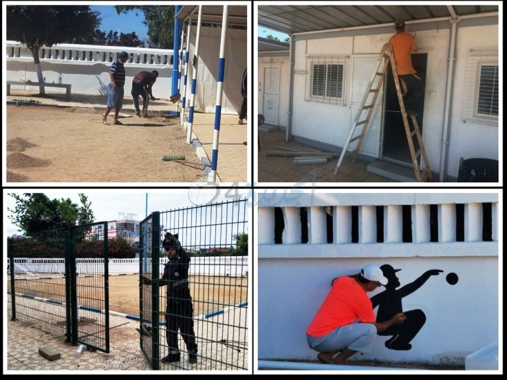 إستمرار أشغال صيانة ملعب الكرة الحديدية لنادي اولمبيك الجديدة لاستقبال البطولة الوطنية السنوية