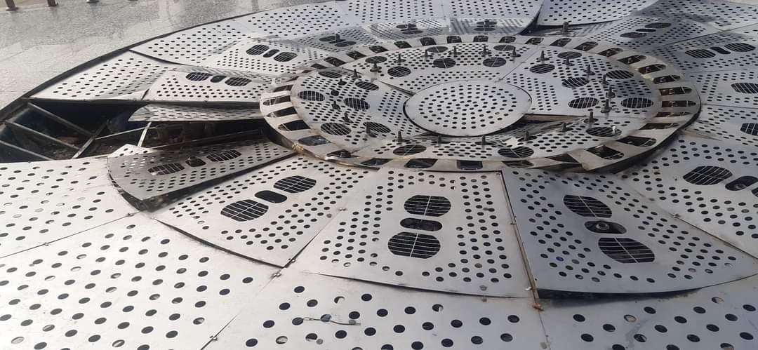 تخريب نافورة ساحة مسرح عفيفي بوسط الجديدة