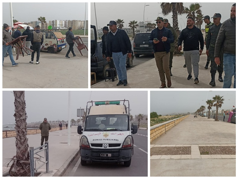 قائد الملحقة الإدارية الرابعة بالجديدة يقود حملة لتحرير الملك العمومي بكورنيش شارع النصر