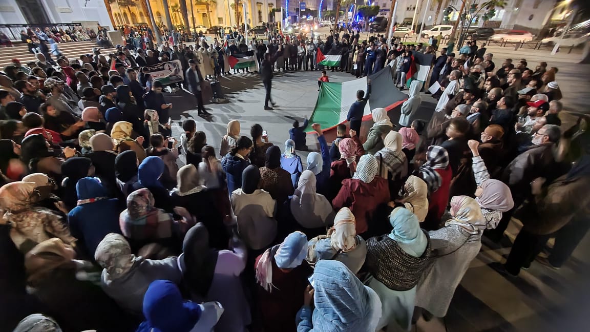 في ذكرى يوم الأرض.. وقفة احتجاجية حاشدة بوسط الجديدة  تنديدا بالجرائم الصهيونية بفلسطين