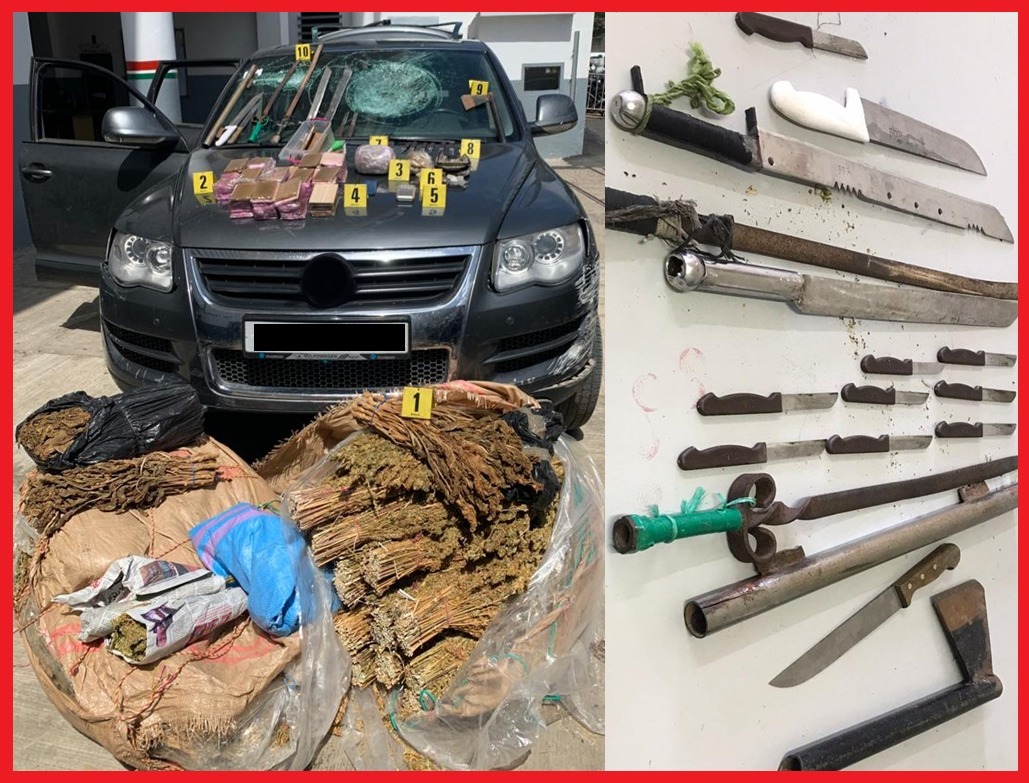 عاجل.. أمن الجديدة يوقف شاب وسيدة ويحجز سيارة ومخدرات واسلحة بيضاء