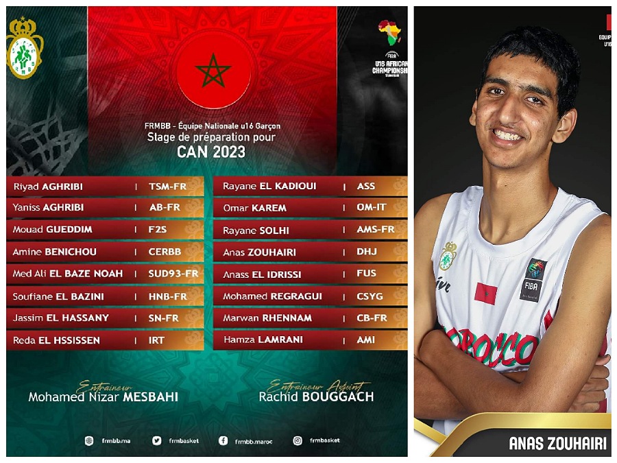 تلميذ الملاك الأزرق أناس زوهيري ولاعب الدفاع الحسني الجديدي بالمنتخب الوطني لكرة السلة