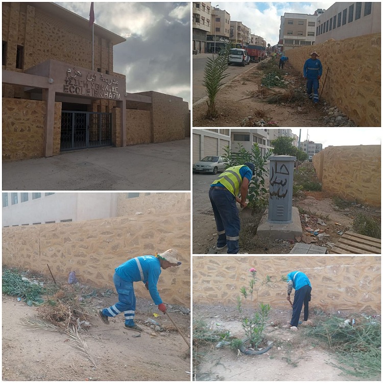 شركة النظافة تشرف على عملية واسعة للنظافة بمحيط مؤسسة ابن حزم بالجديدة