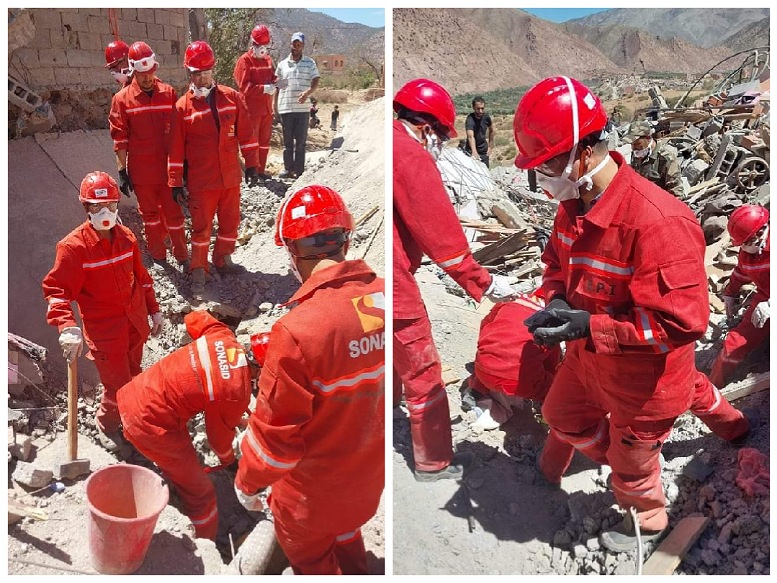 شركة صوناصيد الجرف الأصفر  ترسل فريقا لإنقاذ منكوبي الزلزال بضواحي مراكش