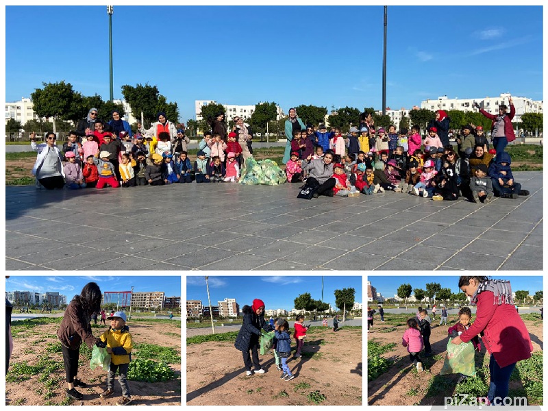 براعم مؤسسة ''دوفيل سكول'' ينخرطون في حملة تحسيسية بيئية بحي المطار بمدينة الجديدة