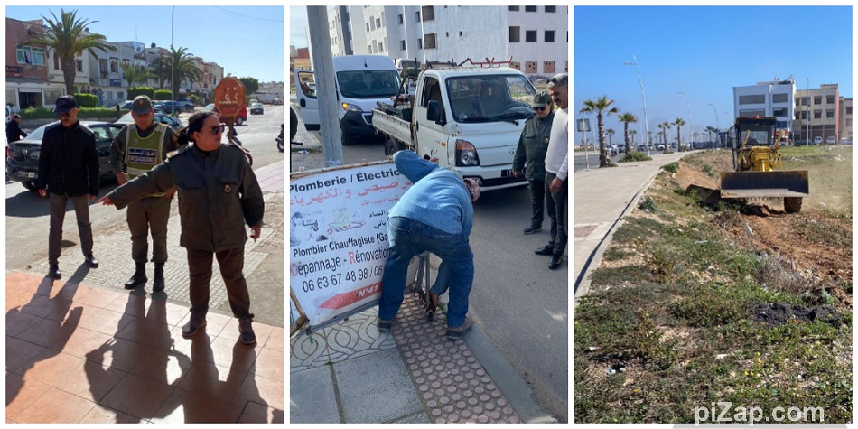 قائدة الملحقة الإدارية الخامسة تشن حملة للنظافة وحملات لتحرير الملك العمومي