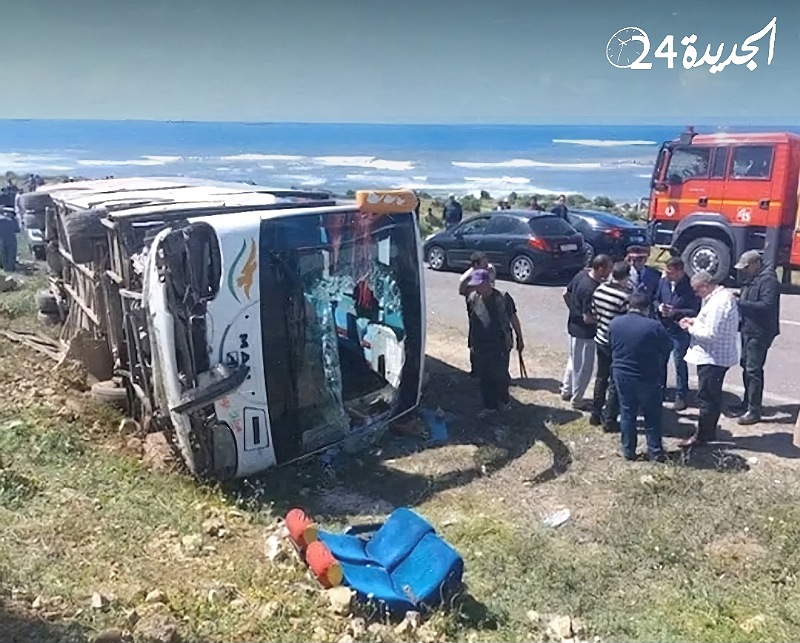 47 مصابا في حادث انقلاب حافلة للركاب ضمنهم 43 امرأة كن متوجهات إلى حفل ''السبوع '' بالجديدة