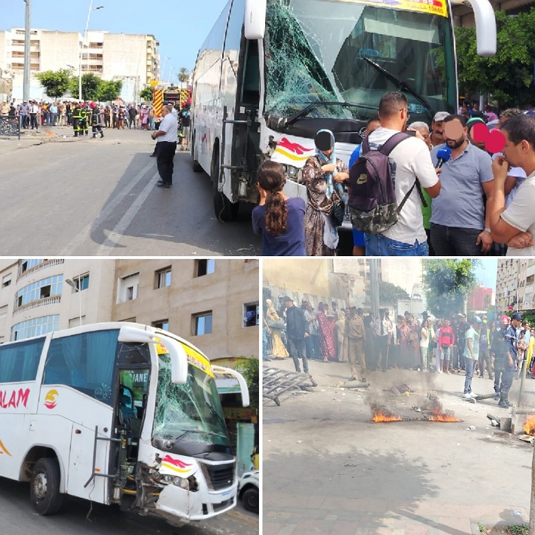 عااجل... حادث مأساوي بشارع محمد الخامس بالجديدة.. حافلة للمسافرين تدهس شابا وتصطدم بعدة سيارات