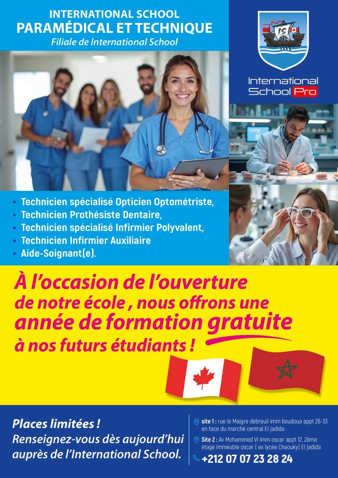 سابقة.. مؤسسة خاصة للمهن شبه الطبية بالجديدة تعلن عن إطلاق سنتها الدراسية الأولى بالمجان